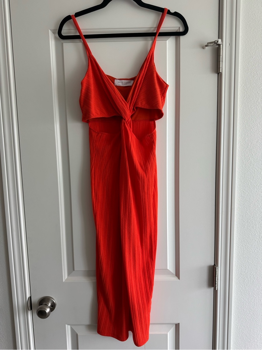 Nectar Clothing Orange Twist-Front Spaghetti Strap Dress